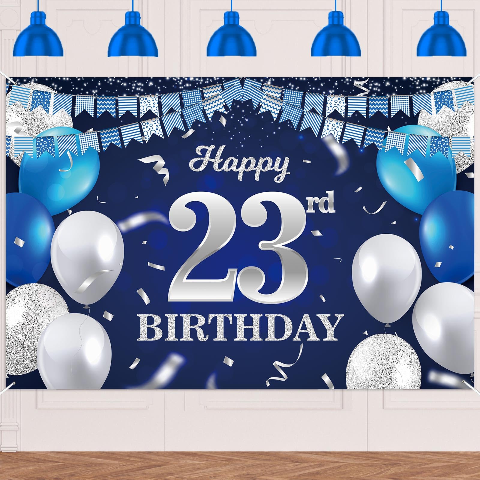 たちばな Birthdaygoods 2025 Amazon.com: Happy 23rd Birthday Banner Backdrop Navy Blue Balloons